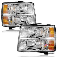 Headlights for OE Replacement Clear Lens I Chrome housing I Amber Reflector