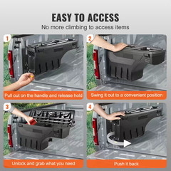 Driver Side Truck Tool Box in ABS 28 In., 6.6 Gal. Truck Bed Box with Password P