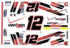 #12 Dodge Verizon 2010 Nascar 1/64th Scale Waterslide Decals