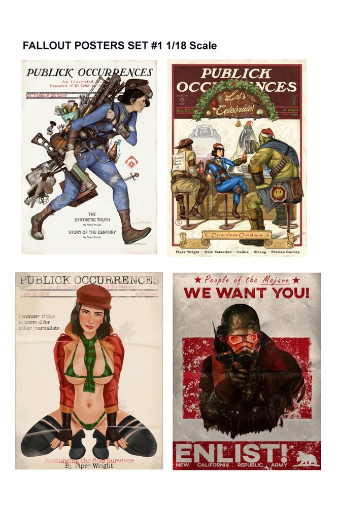1:18 scale model Fallout morale recruiting pinup posters signs set #1