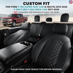 F150 Seat Covers Full Set – Pickup Truck Seat Protectors for Ford 2015-2026