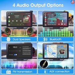 Portable Wireless Carplay Car Stereo, 7″ HD Touchscreen for Car with Apple