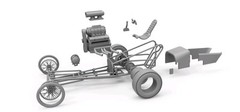 1960s Small Old School Dragster With Small Block Superch V8 1/25 Scale Mode Kit