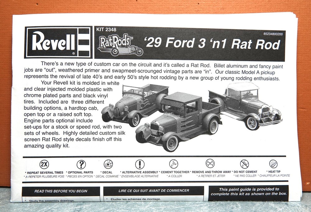 1/25 REVELL ’29 FORD 3 ‘N 1 RAT ROD # 2348 (INSTRUCTIONS ONLY)