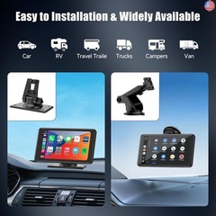 Portable Wireless Carplay Car Stereo, 7″ HD Touchscreen for Car with Apple