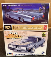 2 Classics Firebird And Thunderbird Cars Model Kits 1:25 Parts Sealed US Seller