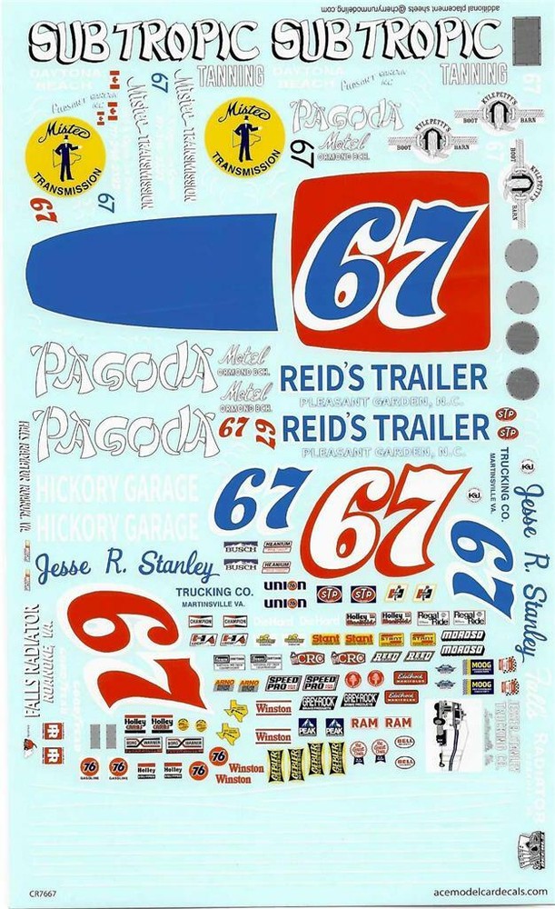 Ace #67 Buddy Arrington 1973 1/25 Nascar decal