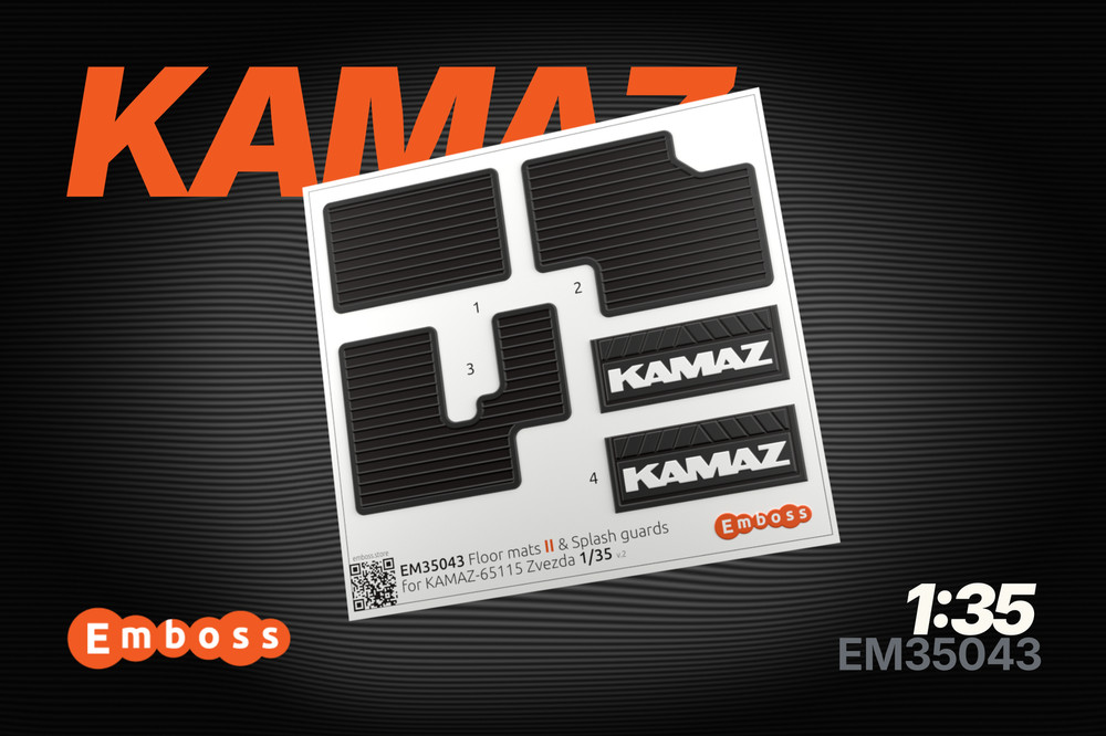 1:35 3D Floor Mats Splash Guards for KAMAZ 65115 Zvezda 3650
