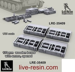 Live Resin 1/35 122mm Wooden Boxes with Ammo, Opened