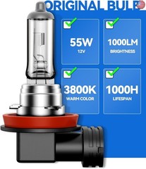 H11 Halogen Headlight Bulb, 2Pcs 12V 55W H11 Halogen Bulbs Replacement for Car