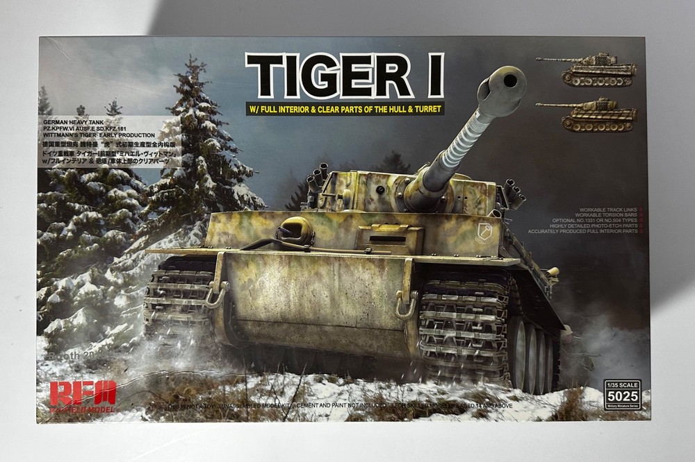 RFM #5025 1/35 Scale Tiger I w/Full Interior & Clear Hull Parts – Parts Sealed