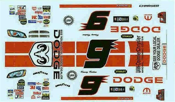 Winscals #9 Dodge Reverse Hat Scheme 2005-K Kahne Nascar decal