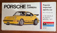 Porsche 911 Carrera Monogram 1/24 Scale Model Kit Molded In Yellow Vintage 1976!