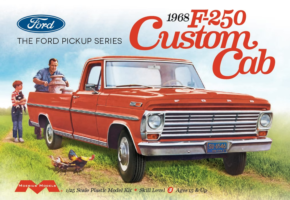 Moebius 2564 1968 Ford F-250 Custom Cab Pickup Truck plastic model kit 1/25