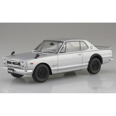 Aoshima 06589 1/24 KPGC10 Skyline HT 2000GT-R 1970 Silver Model Car