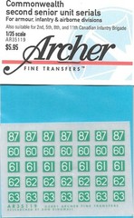 Archer Commonwealth Second Senior Unit Serials Transfers Decals AR35119