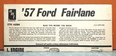 1/25 AMT ERTL ’57 FORD FAIRLANE # 6584 (INSTRUCTIONS ONLY)