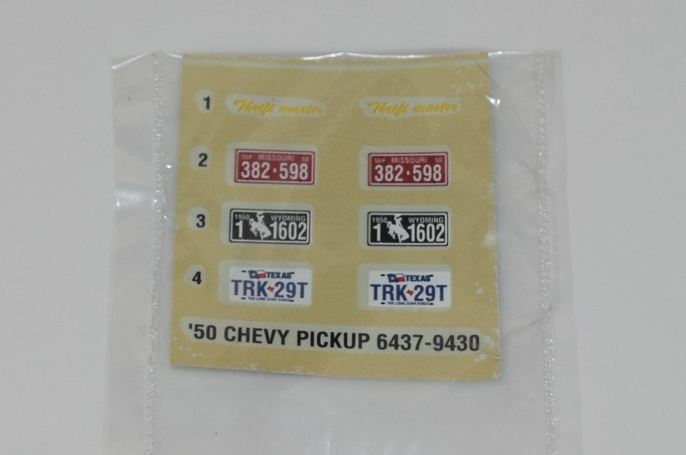AMT 1950 CHEVY 3100 PICKUP #6437 ⭐PARTS⭐ DECAL SET (YELLOWED) 1:25