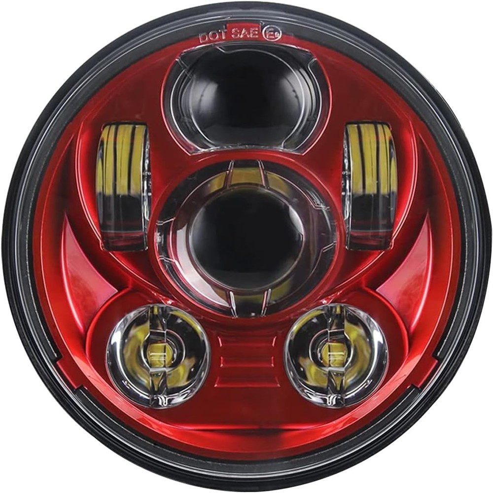 5.75″ LED Motorcycle Headlight Projector Lamp Iron 883 Sportster Dyna Red