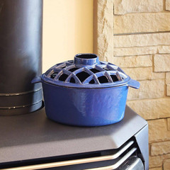 Traditional Lattice Top Steamer, 6.5 In. Tall, Blue