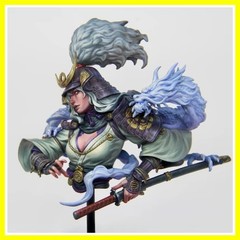 1/10 Scale Die-Cast Resin Bust Model Kit Female Warrior & Dragon Statue Unass…