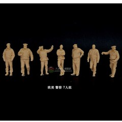 3D printed 1/72/87 European & American Police Officers 7‑Person Team Unpainted