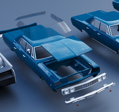 ABS-LIKE RESIN 3D PRINTED 1/25 1968 DODGE CORONET 4-DOOR FULL KIT