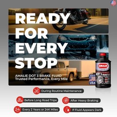 AMALIE DOT 3 Brake Fluid 12oz (160-65031-92), Heavy Duty Drum & Disc Brake