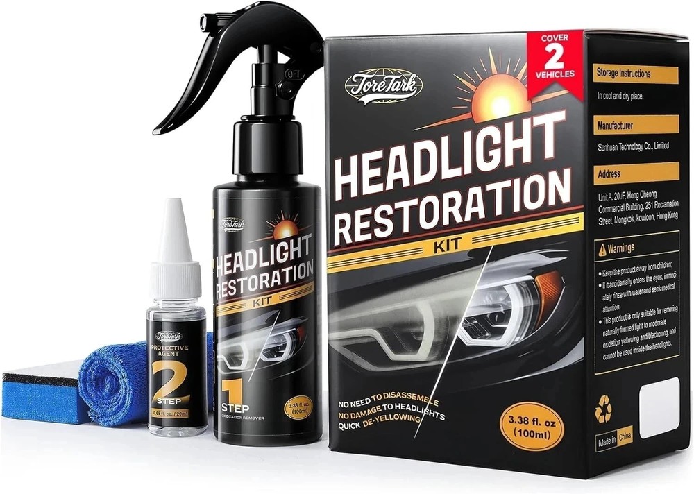 Toretark Headlight Restoration Kit – No-Sanding, Restore Yellowed, Foggy Headlig