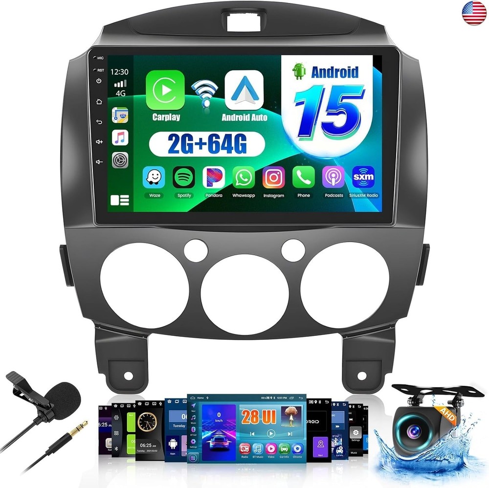 2+64G Radio for Mazda 2 2007-2014 CarPlay Car Stereo Android 15 Touchscreen 9″