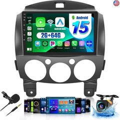2+64G Radio for Mazda 2 2007-2014 CarPlay Car Stereo Android 15 Touchscreen 9″