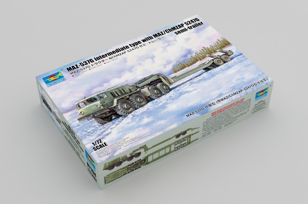 Trumpeter 1/72 MAZ537G Intermediate Type Tank Transport w/MAZ/ChMZAP524 TRP7194