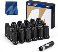 M14X1.5 Lug Nuts Black with Spline Tuner, 2 Inches Length Conical Wheel Nut, Com
