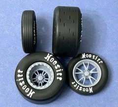 Resin 15/17 Scale inch “Weld Full Throttle” Wheels With Drag Slicks 1/24, 1/25