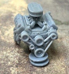 Resin Chevy 632 engine W/ Dual Carbs for scale model cars, 1/24 1/25