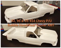 Resin Bubble Hood & Rear Spoiler Combo for ’92, ’96 & 454 SS Chevy P/U AMT 1/25.