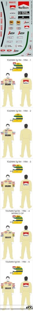 1/12 SENNA FIGURE SUIT & HELMET DECAL TOLEMAN 1984 for TAMIYA HIRO MINICHAMPS