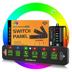 6 Gang Slim Switch Panel RGB AS-R60 Toggle Momentary Pulsed Dimmable Backlight M