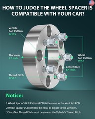 SCITOO 4Pcs Wheel Adapters 1.5 inch 5×135 to 5×4.5 Bore 87.1mm Studs 12×1.5 5