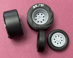 1/24 Scale: 17/15-inch “Weld Draglite” Wheels W/Wrinkled Drag Slicks; Resin, 3D