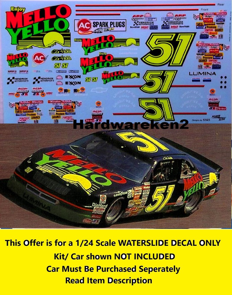 NASCAR DECAL #51 MELLO YELLO 1990 CHEVROLET LUMINA COLE TRICKLE- DAYS OF THUNDER