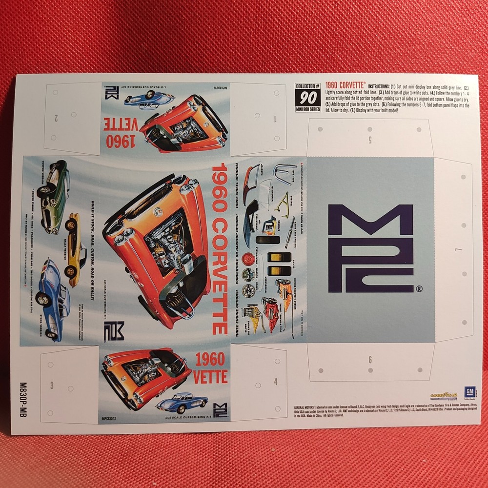 Collectible Mini Box 1960 Chevy Corvette 1:25 Scale Model Car Part MPC