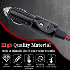 2PCS 12 AWG Heavy Duty Cigarette Lighter Plug, 3.3 FT Cigarette Lighter Male Plu