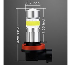 Alla Lighting 2800lm H8 H11 LED Fog Lights Bulbs, 6500K Xenon White H16