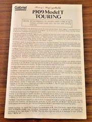 Vintage Gabriel 1:20 “Henry’s Unforgettable” 1909 Model T Touring Metal Auto Kit