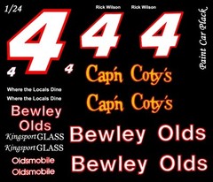 #4 Rick Wilson Bewley Olds 1986 1/25th – 1/24th Scale Waterslide Decals