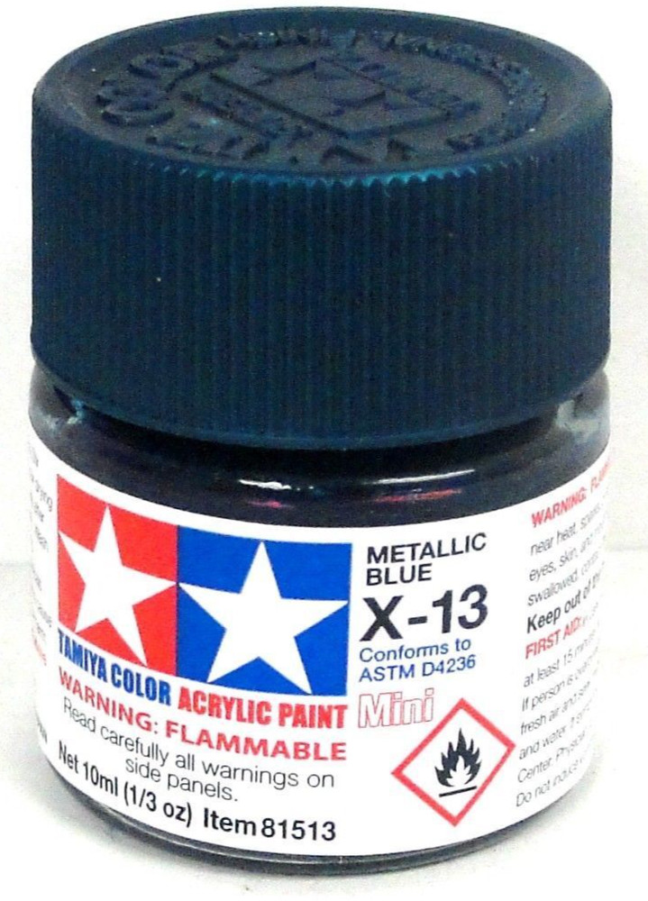 Tamiya 81513 X-13 Metallic Blue 1/3 oz Acrylic “Mini” Paint Bottle