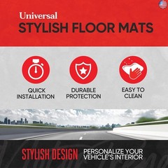 Motor Trend Houndstooth Design Rubber Car Floor Mats for Autos SUV Truck &