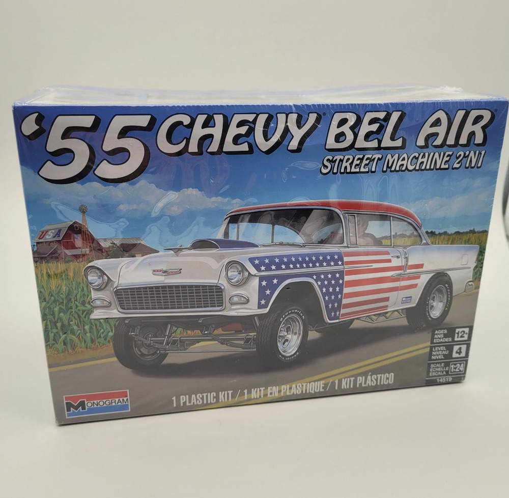 Monogram ’55 Chevy Bel Air Street Machine 2’N 1 1/24 Model Kit – FACTORY SEALED