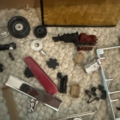 Vintage Model Car Junkyard Lot Of Parts And Pieces Decals Manuals Old Box READ